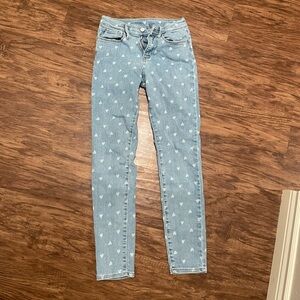 Old Navy Light Blue Heart Pattern Skinny Jeans